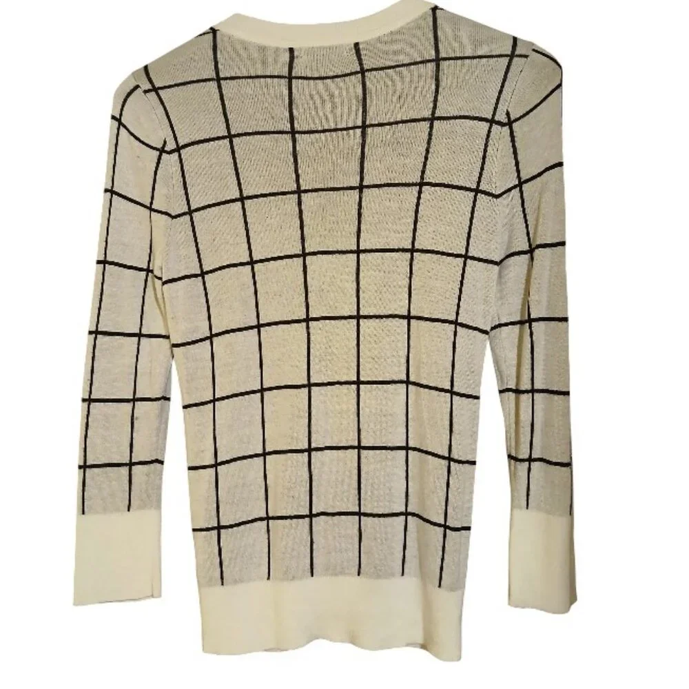 HALOGEN by Nordstrom Ivory/Black Plaid Knit Cardigan - Picture 2 of 11